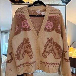 Haute Hippe Viral Horse Cardigan Size L